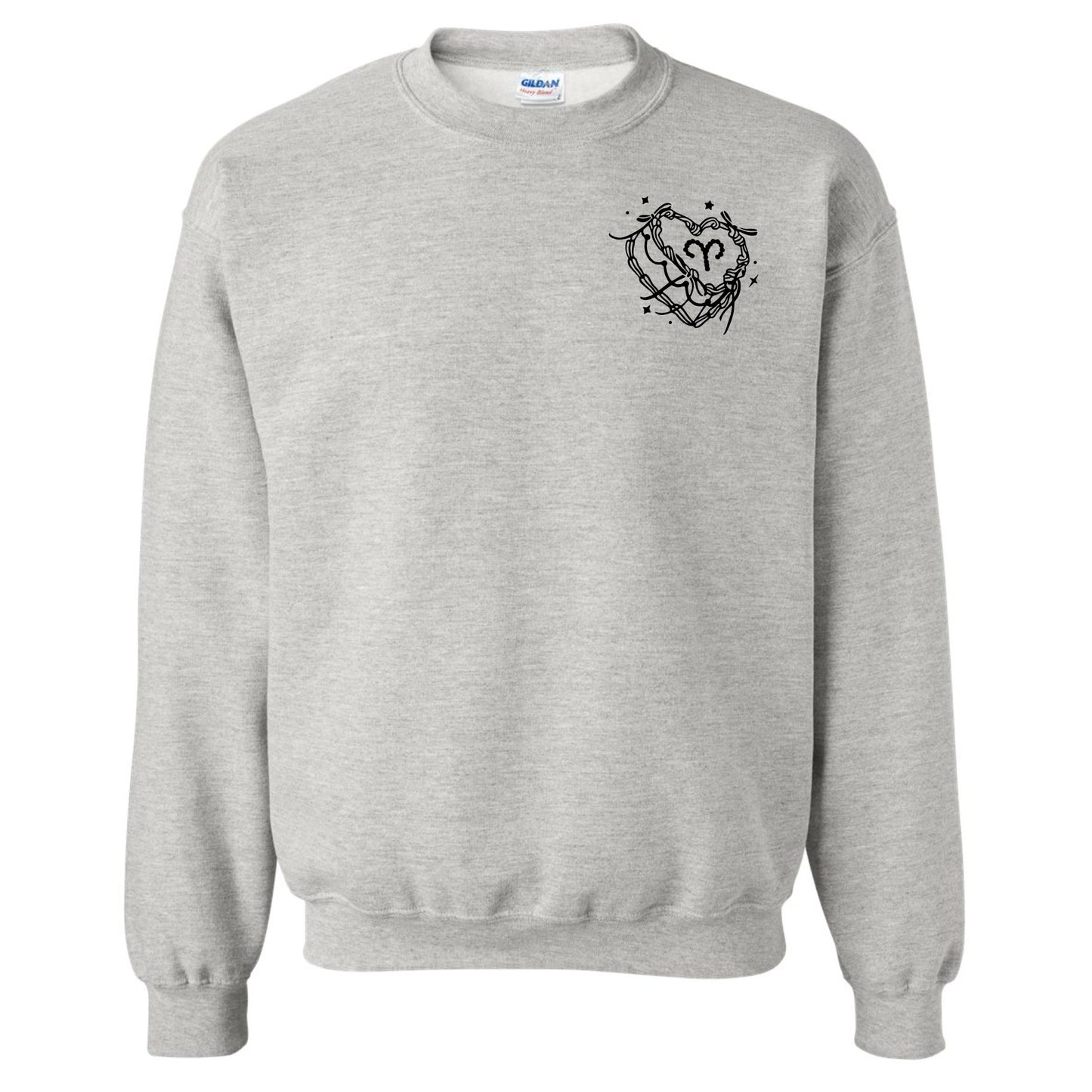 Aries Zodiac Vintage Heart Cake Crewneck