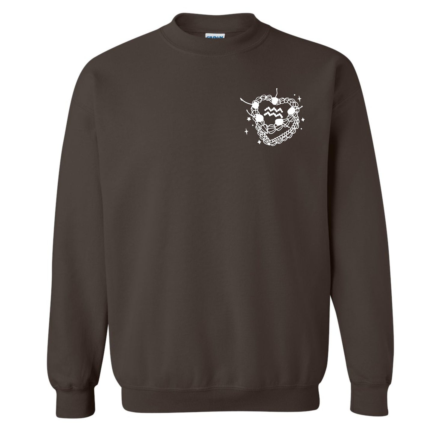 Aquarius Zodiac Vintage Heart Cake Crewneck