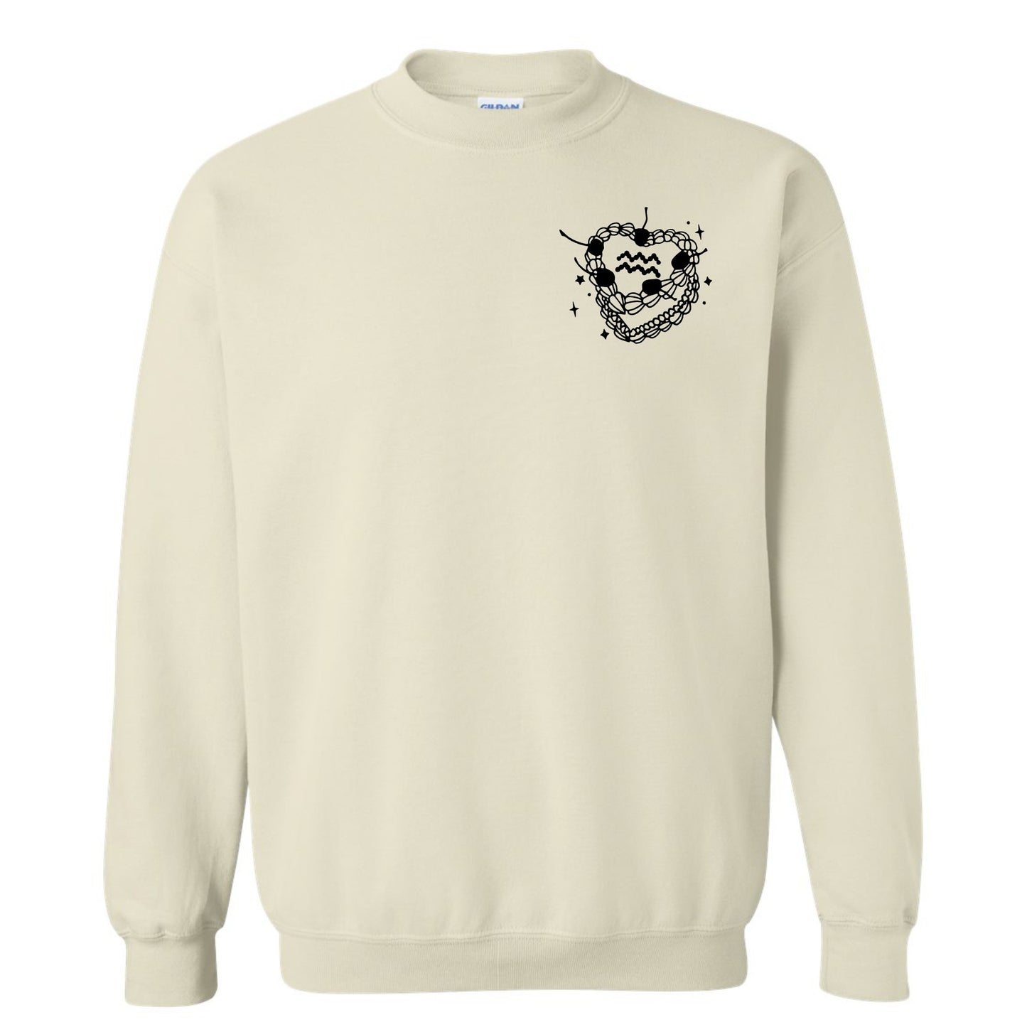 Aquarius Zodiac Vintage Heart Cake Crewneck