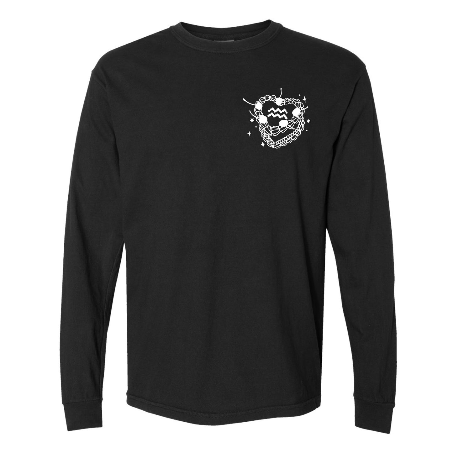 Aquarius Zodiac Vintage Heart Cake Long Sleeve Tee