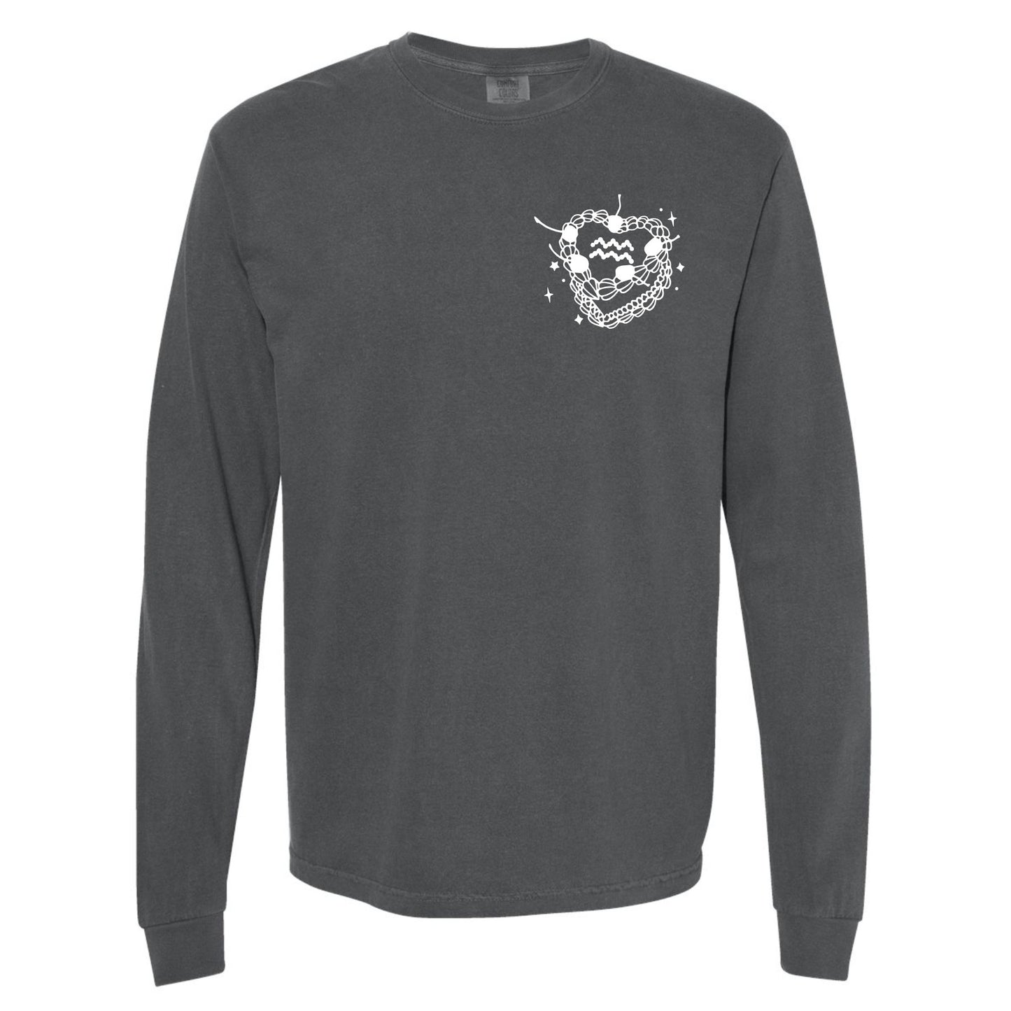 Aquarius Zodiac Vintage Heart Cake Long Sleeve Tee