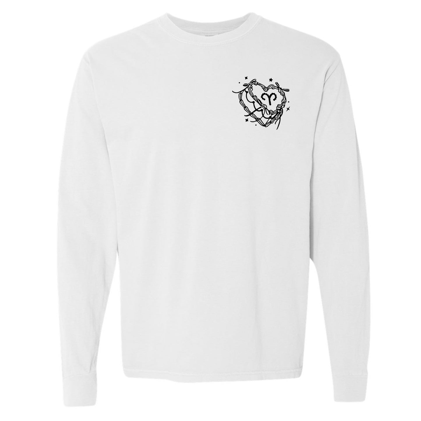 Aries Zodiac Vintage Heart Cake Long Sleeve Tee