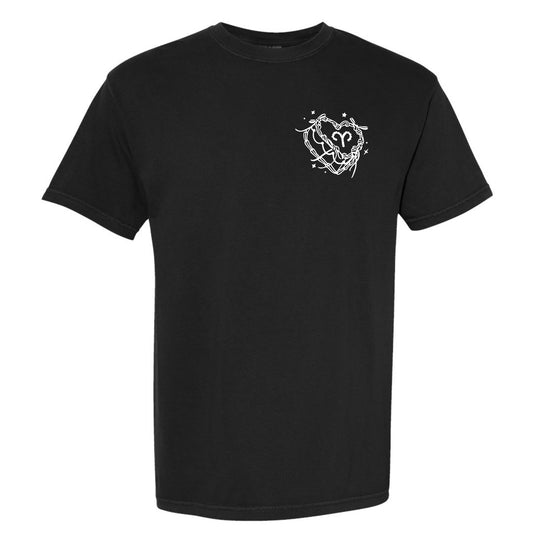 Aries Zodiac Vintage Heart Cake Short Sleeve Tee