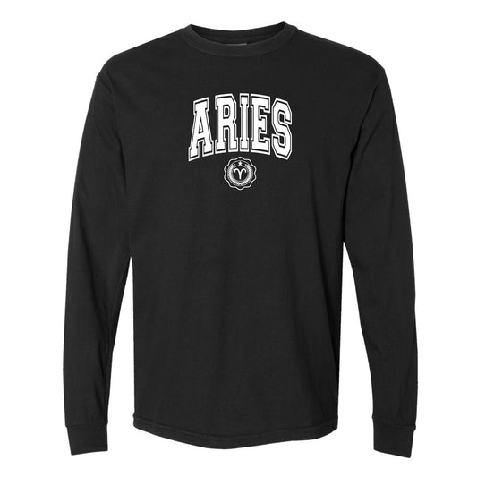 Aries Collegiate Zodiac Long Sleeve Tee