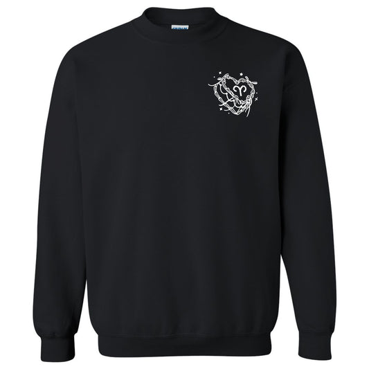 Aries Zodiac Vintage Heart Cake Crewneck